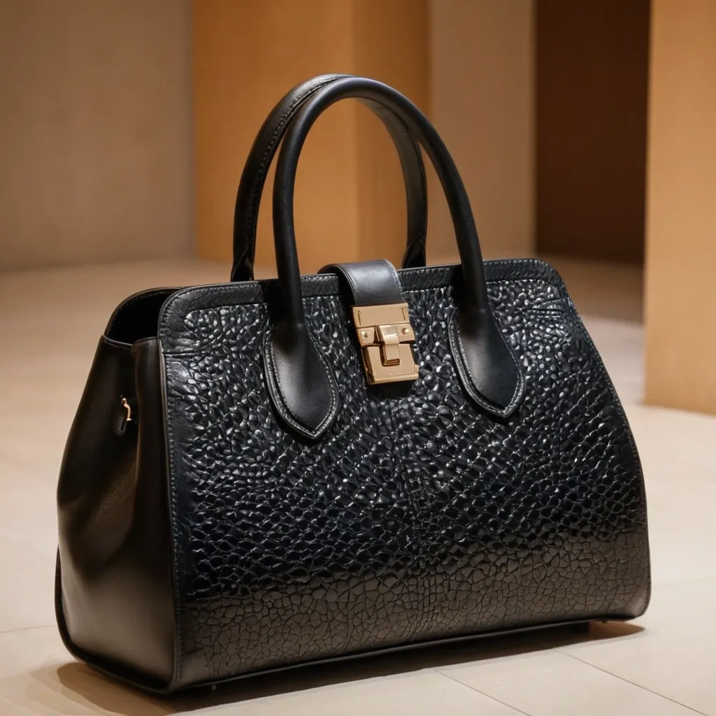detailed photo of black leather bag
