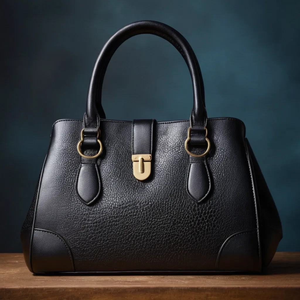 detailed photo of black leather bag