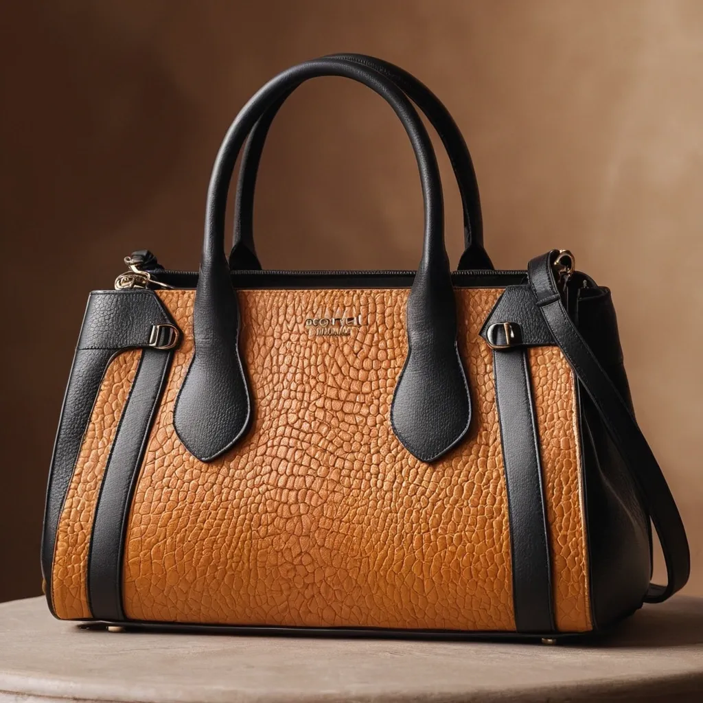 detailed photo of black leather bag