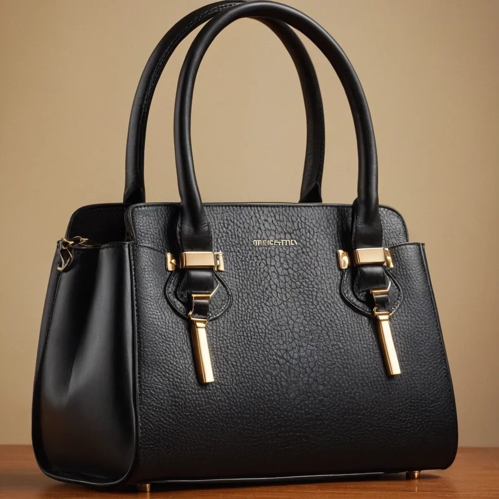 detailed photo of black leather bag