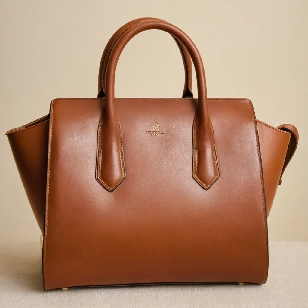 detailed photo of brown leather bag