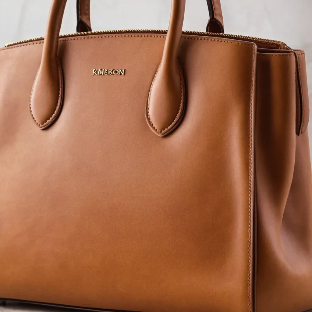 detailed photo of brown leather bag