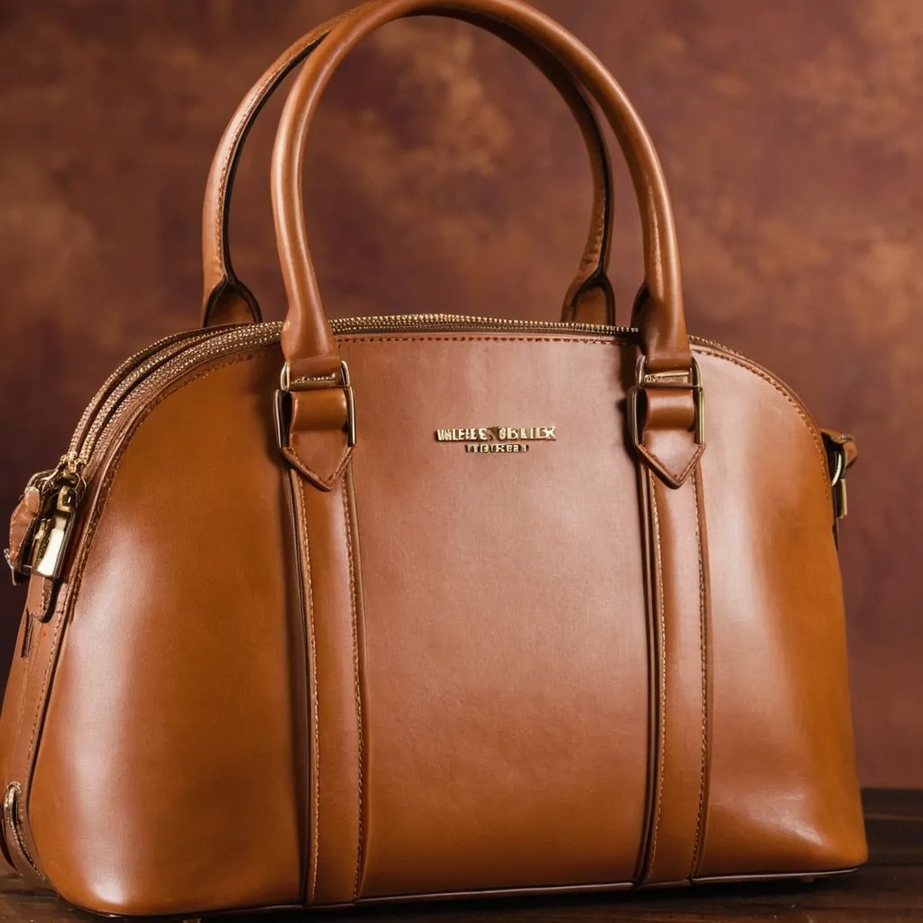 detailed photo of brown leather bag