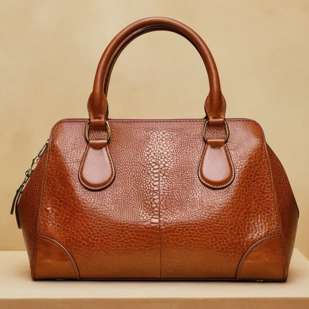 detailed photo of brown leather bag