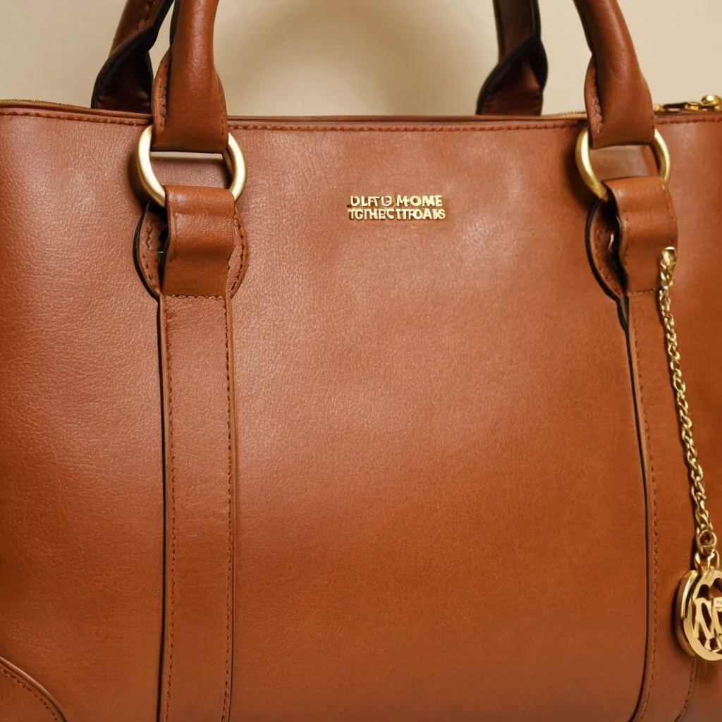 detailed photo of brown leather bag