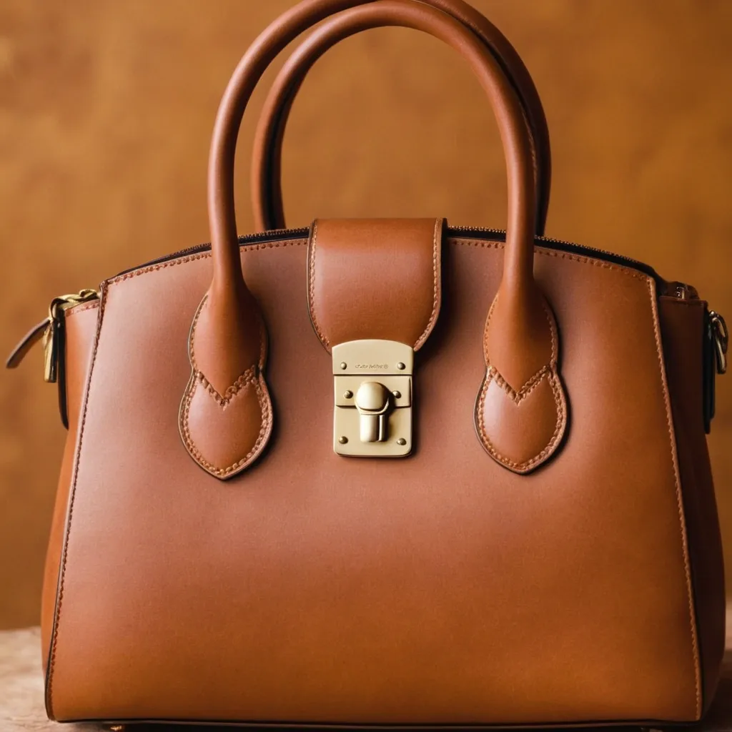 detailed photo of brown leather bag