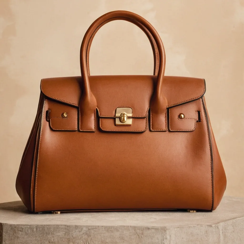 detailed photo of brown leather bag