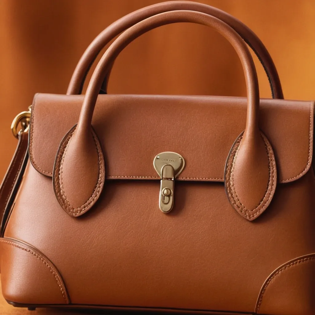 detailed photo of brown leather bag