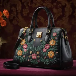 photo of 3-black-leather-floral-bag