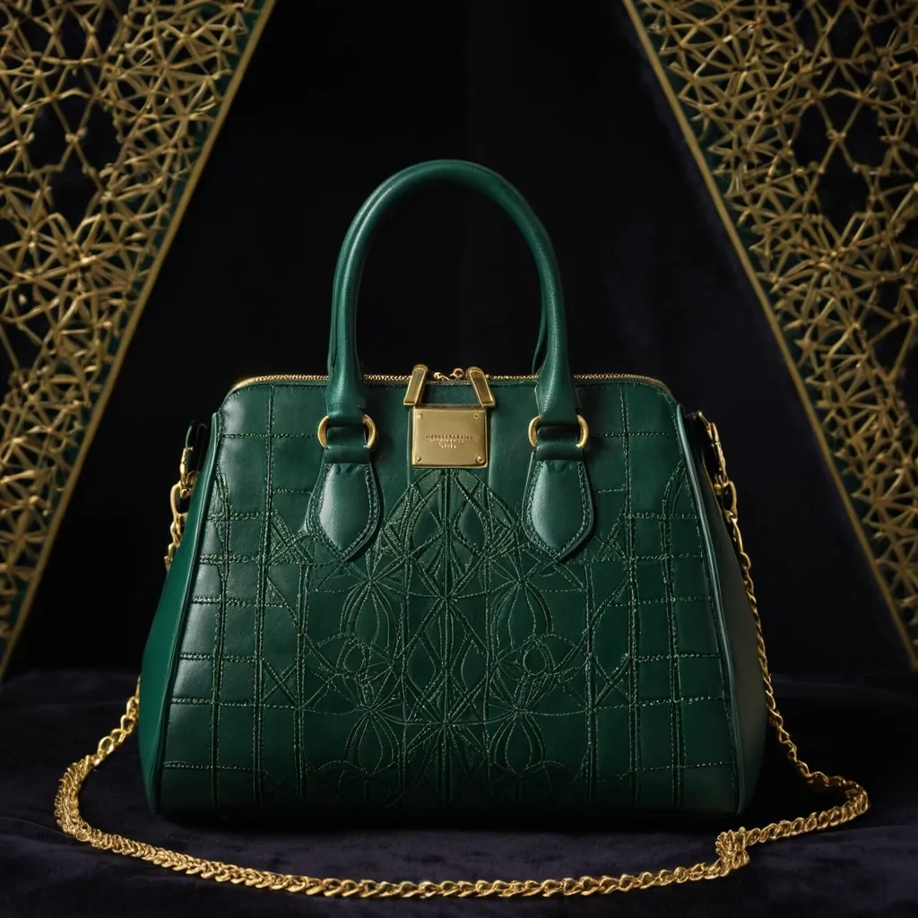 detailed photo of green sythetic leather bag