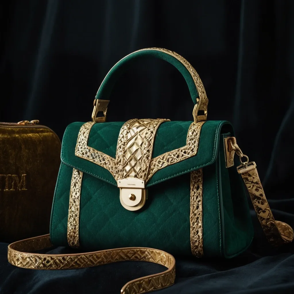 detailed photo of green sythetic leather bag