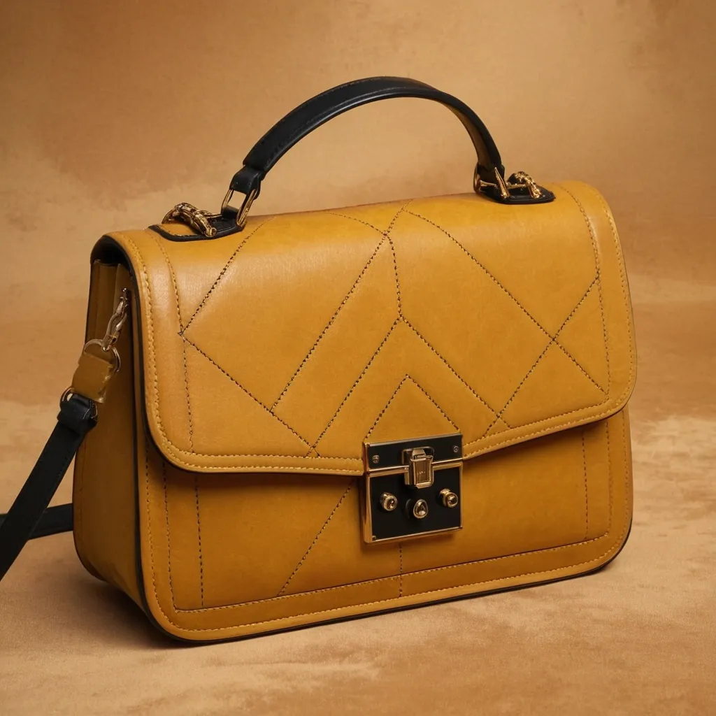 detailed photo of honey yellow sythetic leather bag