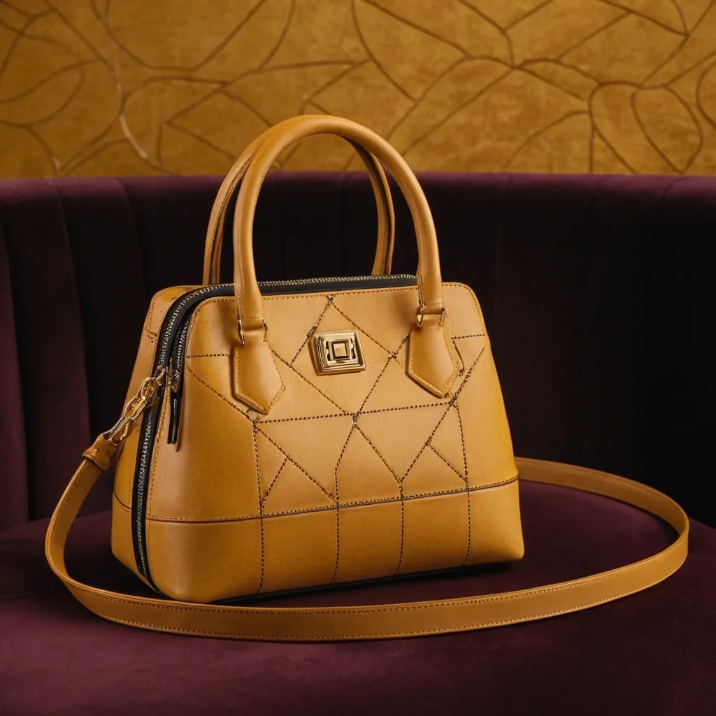 detailed photo of honey yellow sythetic leather bag