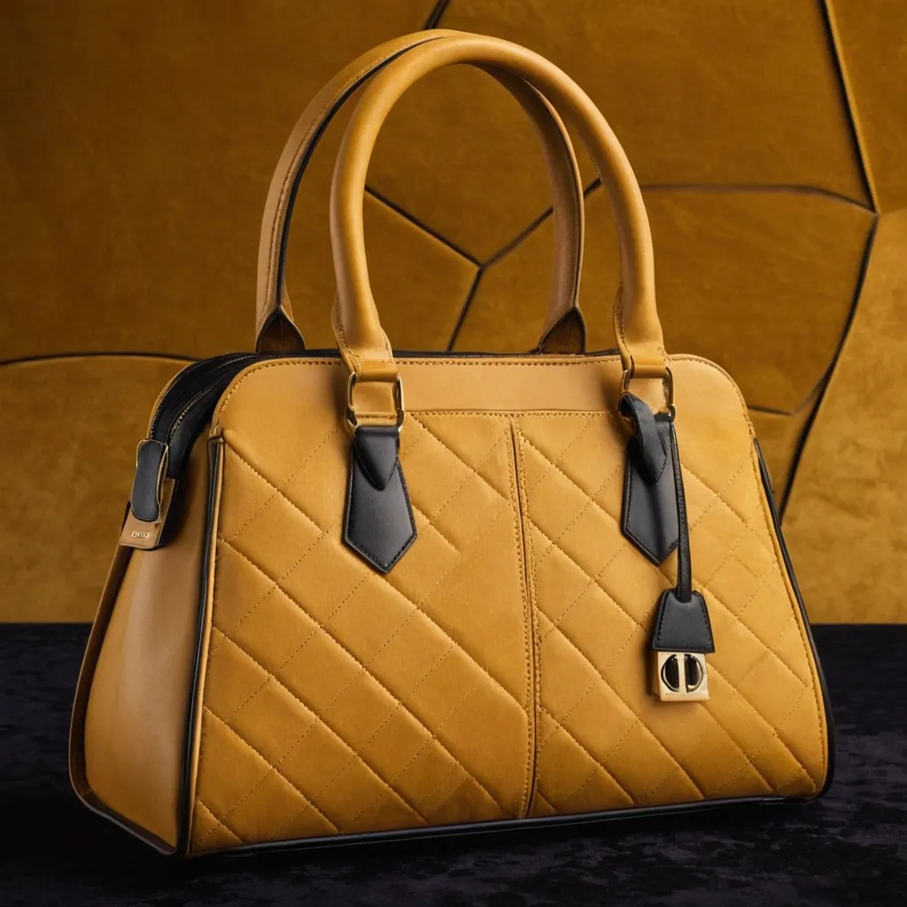 detailed photo of honey yellow sythetic leather bag