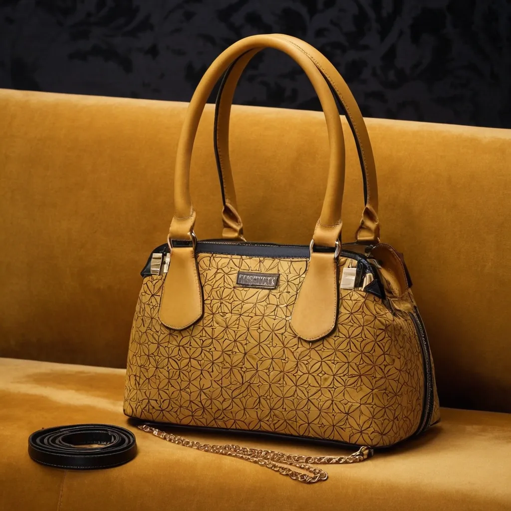 detailed photo of honey yellow sythetic leather bag