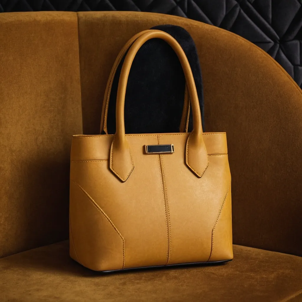 detailed photo of honey yellow sythetic leather bag