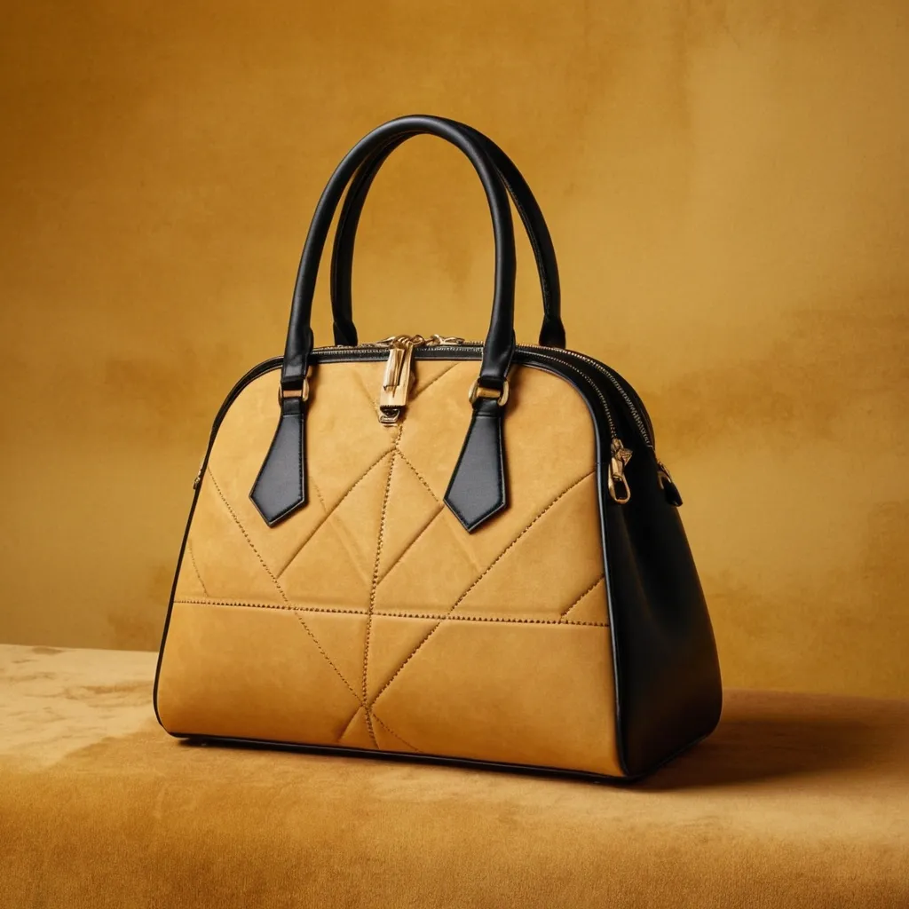 detailed photo of honey yellow sythetic leather bag