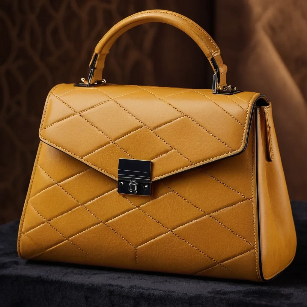 detailed photo of honey yellow sythetic leather bag