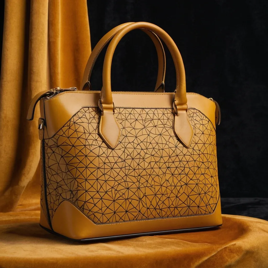 detailed photo of honey yellow sythetic leather bag