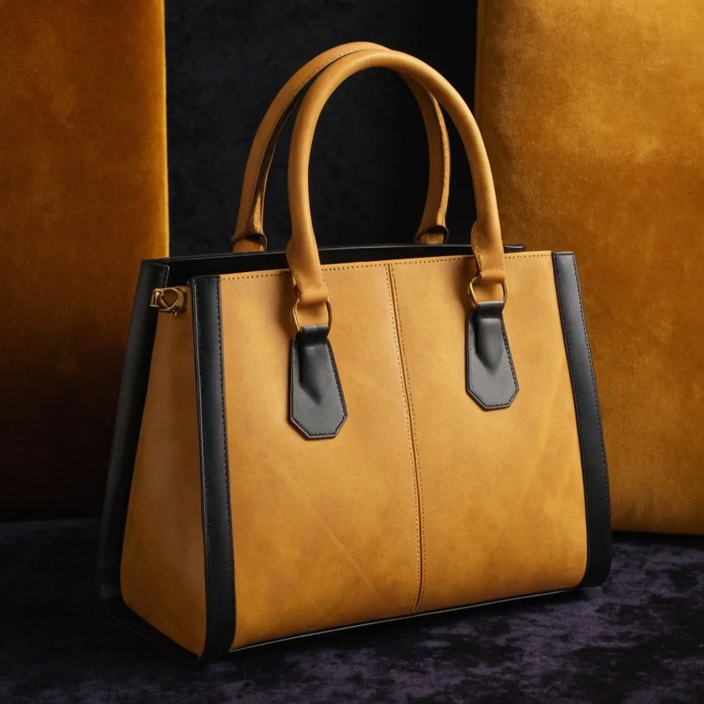 detailed photo of honey yellow sythetic leather bag