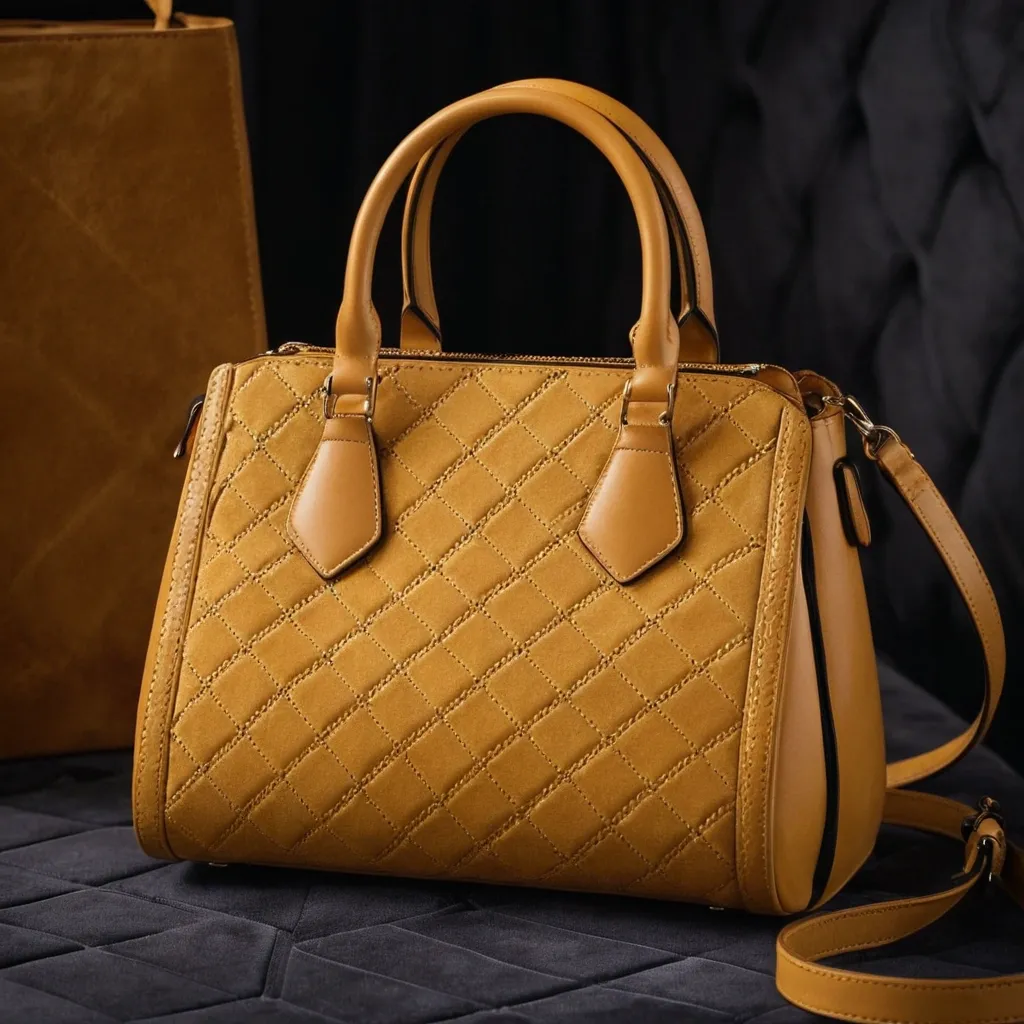 detailed photo of honey yellow sythetic leather bag