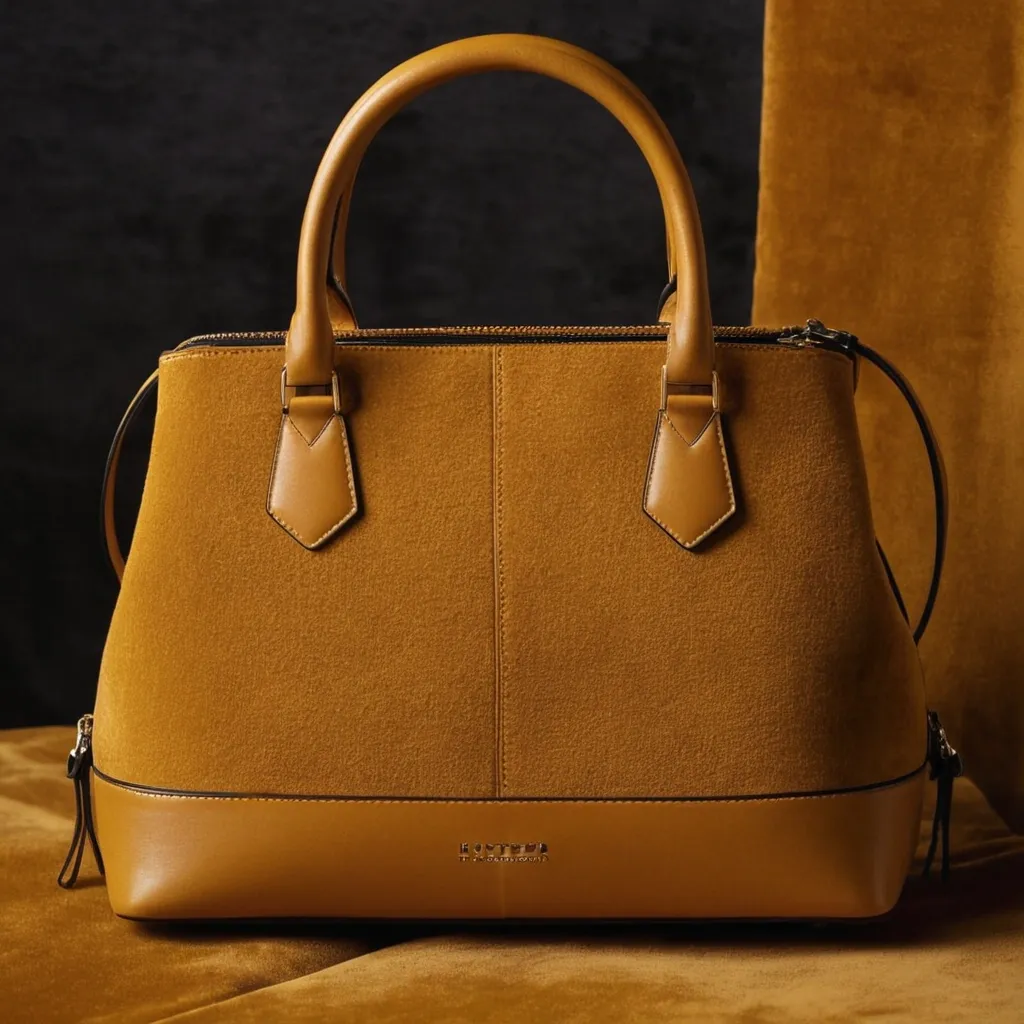 detailed photo of honey yellow sythetic leather bag