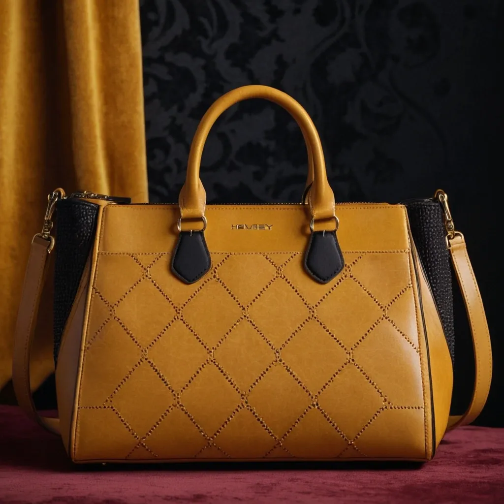 detailed photo of honey yellow sythetic leather bag