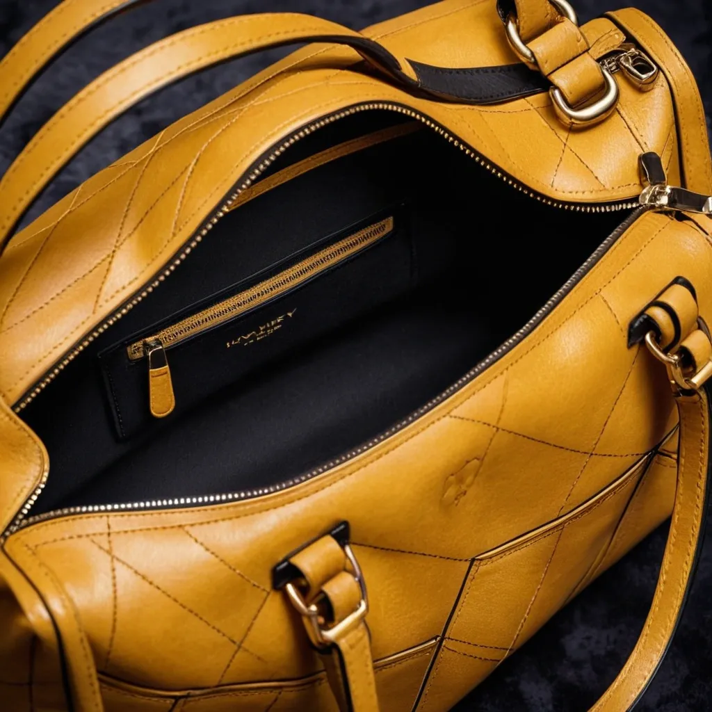 detailed photo of honey yellow sythetic leather bag