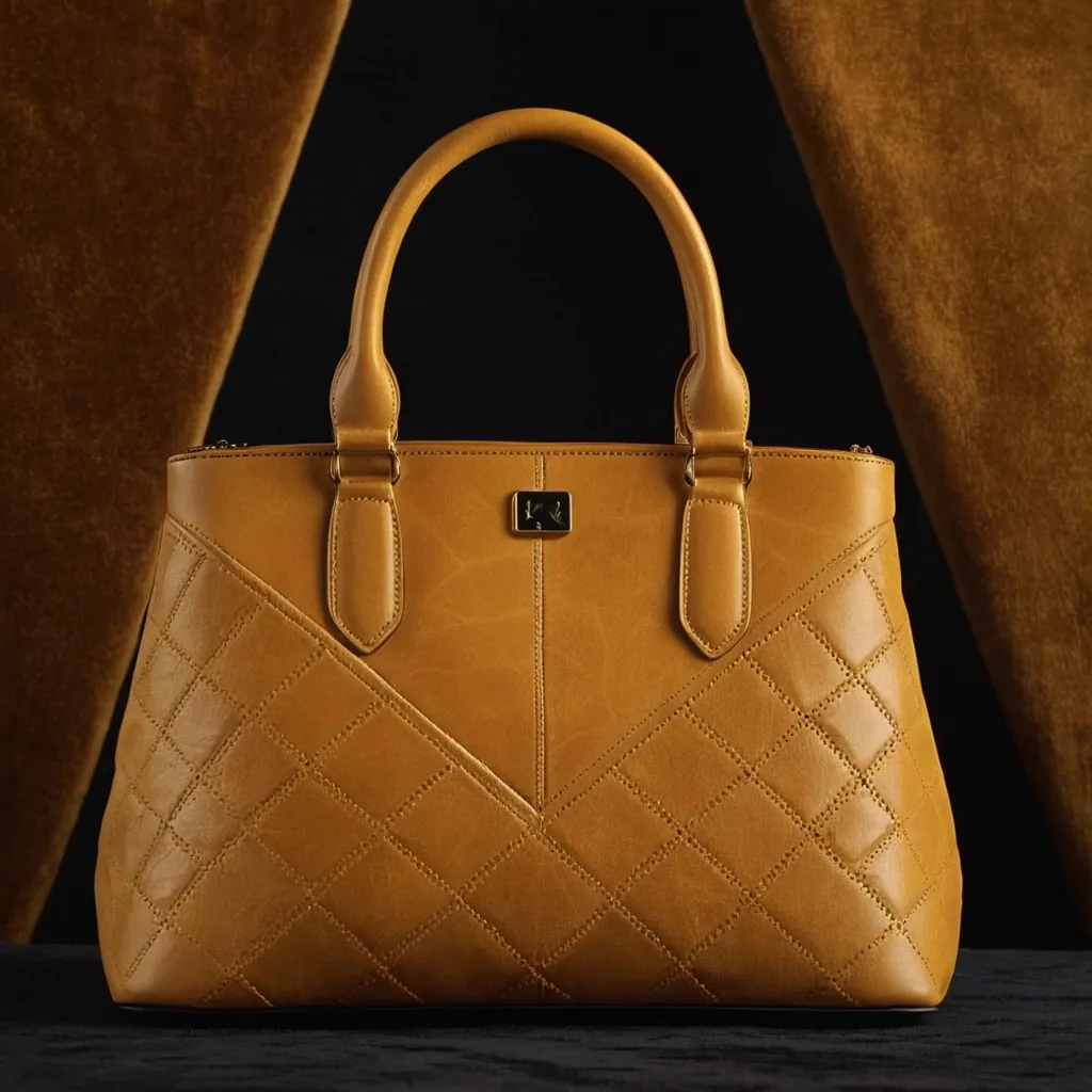 detailed photo of honey yellow sythetic leather bag