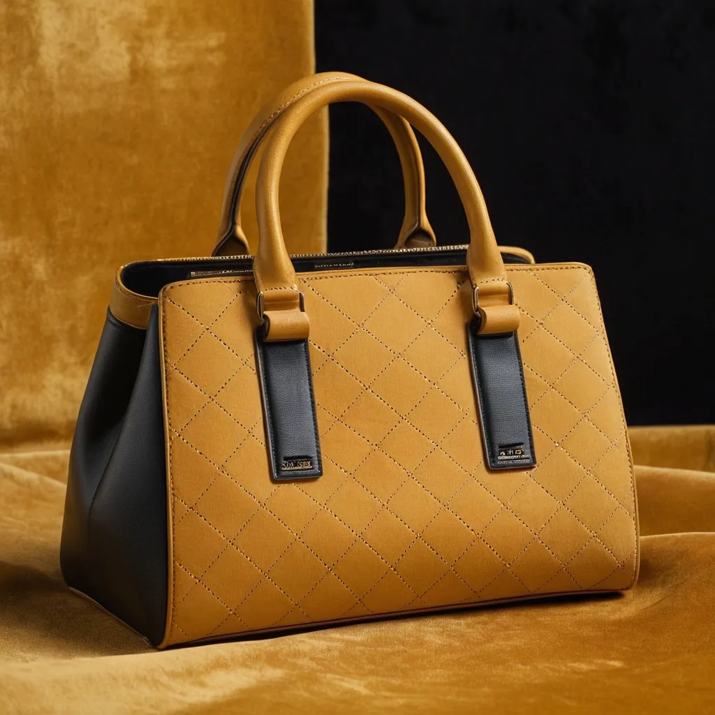 detailed photo of honey yellow sythetic leather bag