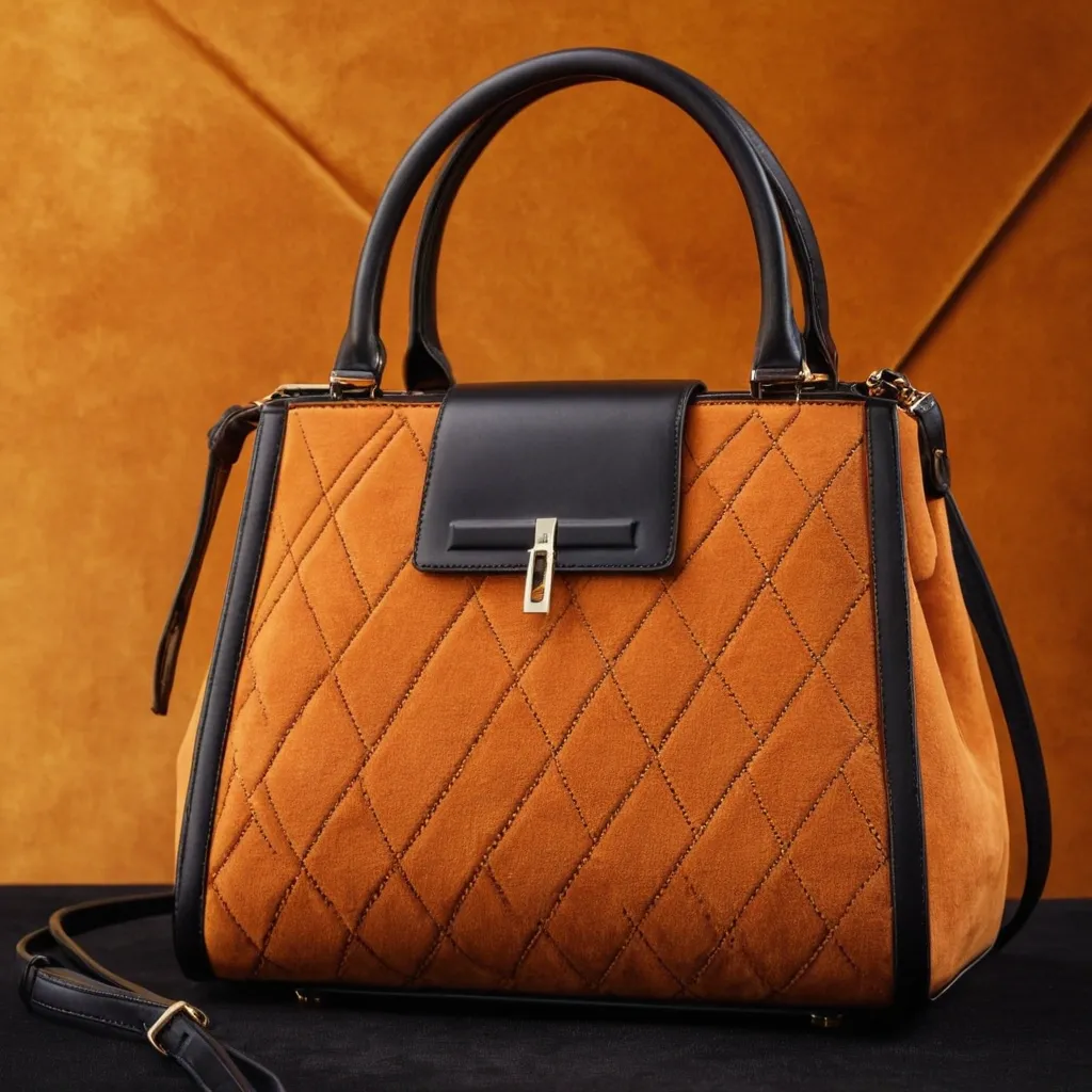 detailed photo of orange synthetic leather bag