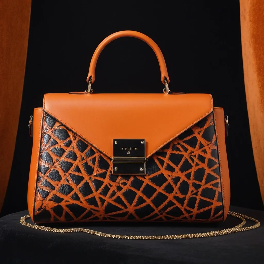 detailed photo of orange synthetic leather bag