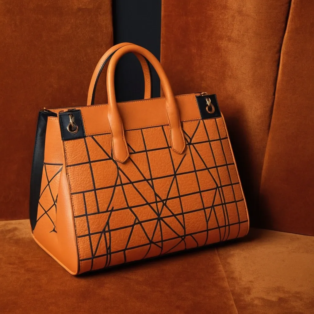 detailed photo of orange synthetic leather bag