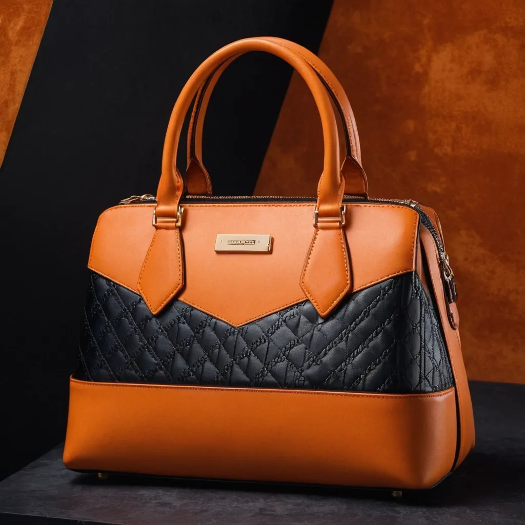 detailed photo of orange synthetic leather bag