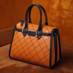 photo of #7 orange synthetic leather bag