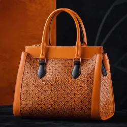 photo of #7 orange synthetic leather bag