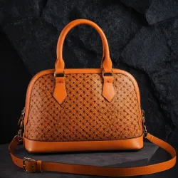 photo of #7 orange synthetic leather bag
