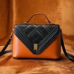 photo of #7 orange synthetic leather bag