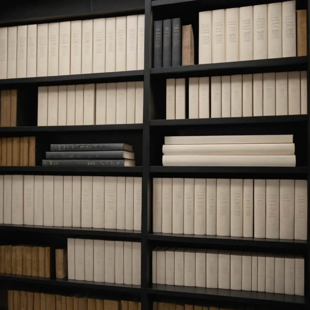 detailed photo of monocolor books on shelves