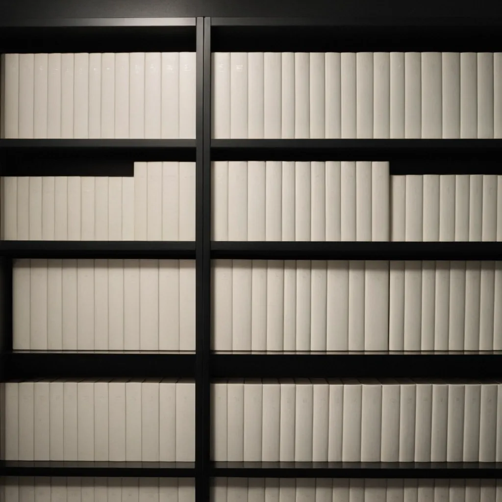 detailed photo of monocolor books on shelves