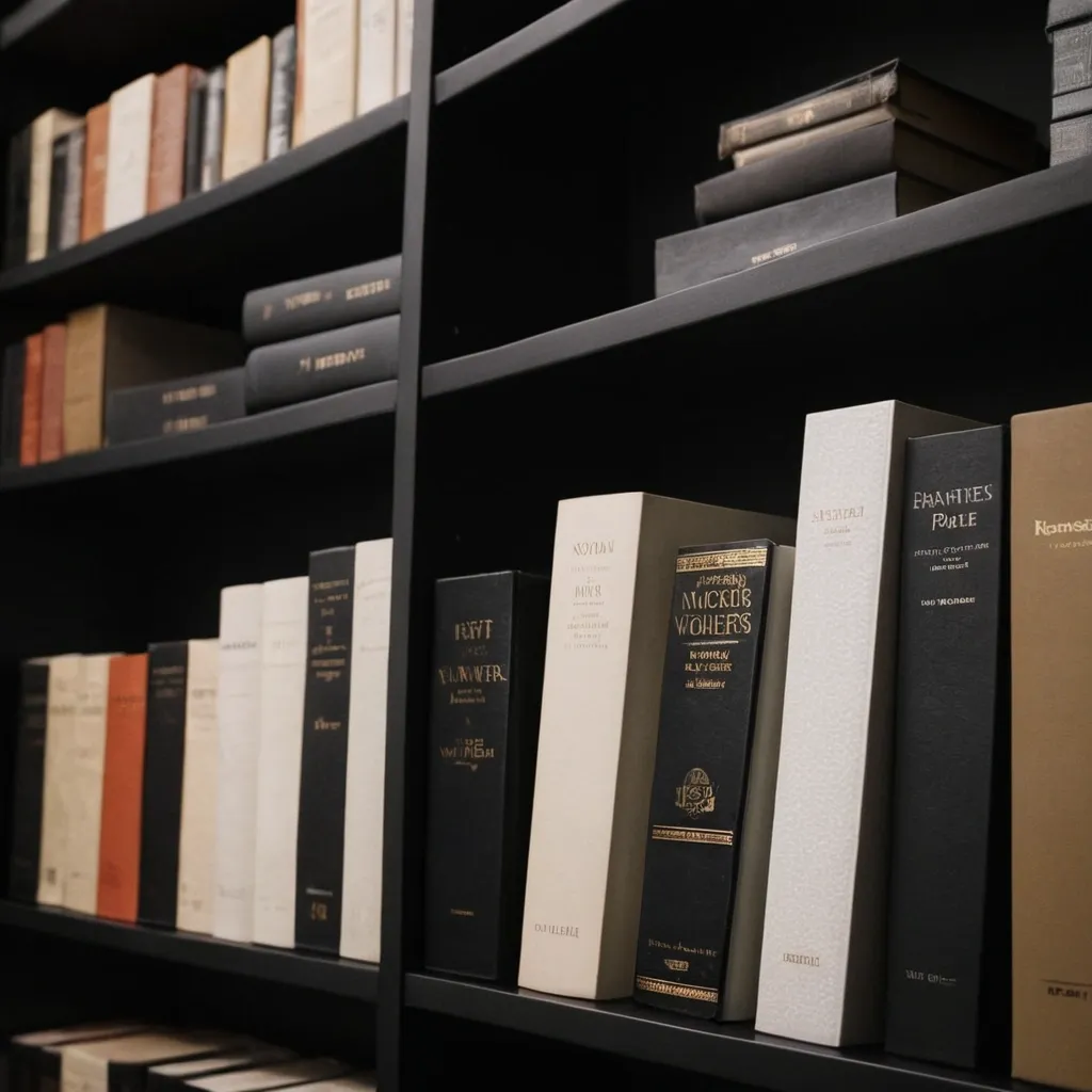 detailed photo of monocolor books on shelves