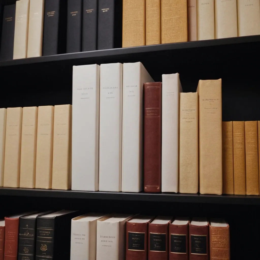 detailed photo of monocolor books on shelves