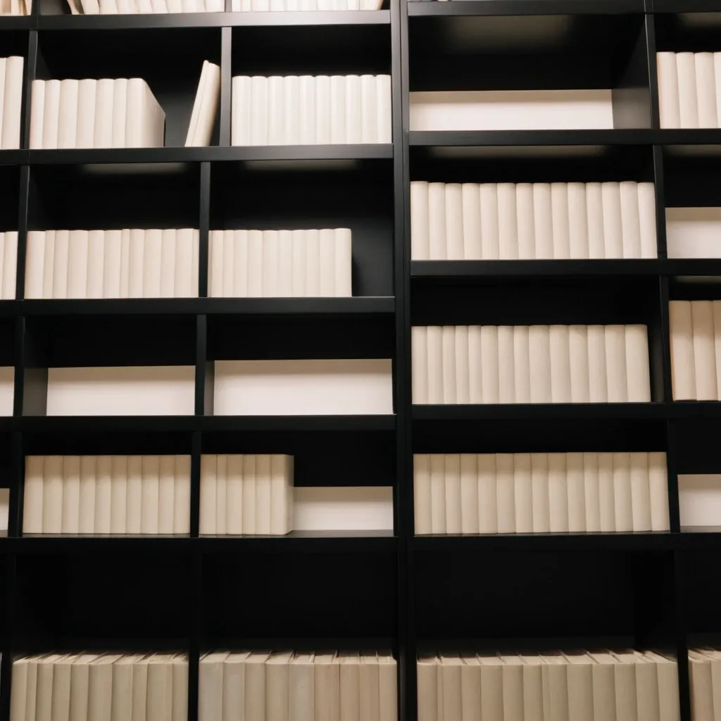 detailed photo of monocolor books on shelves