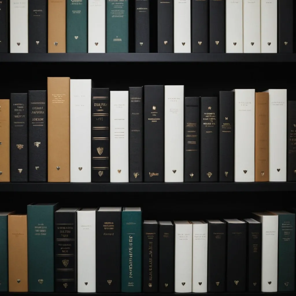 detailed photo of monocolor books on shelves