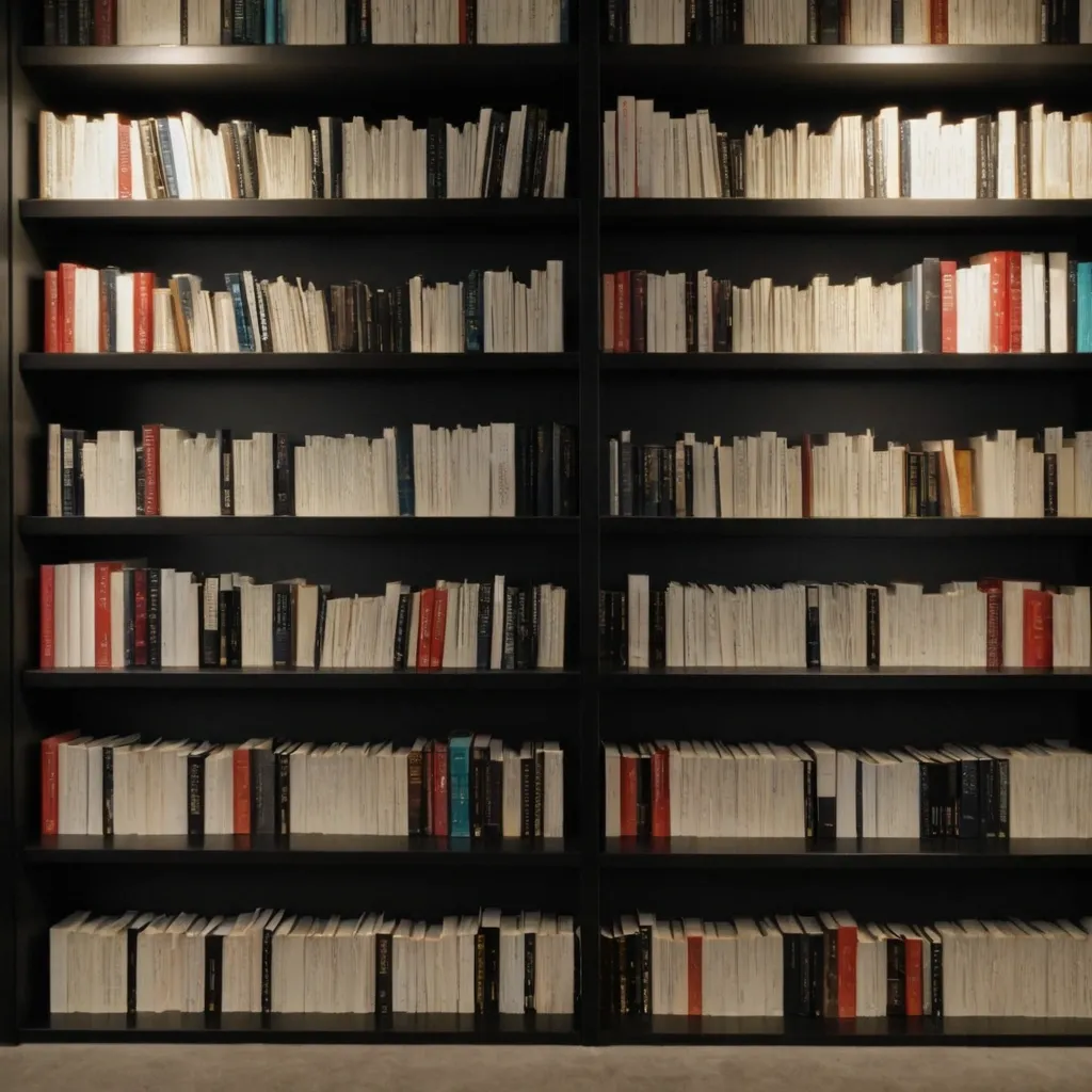 detailed photo of monocolor books on shelves