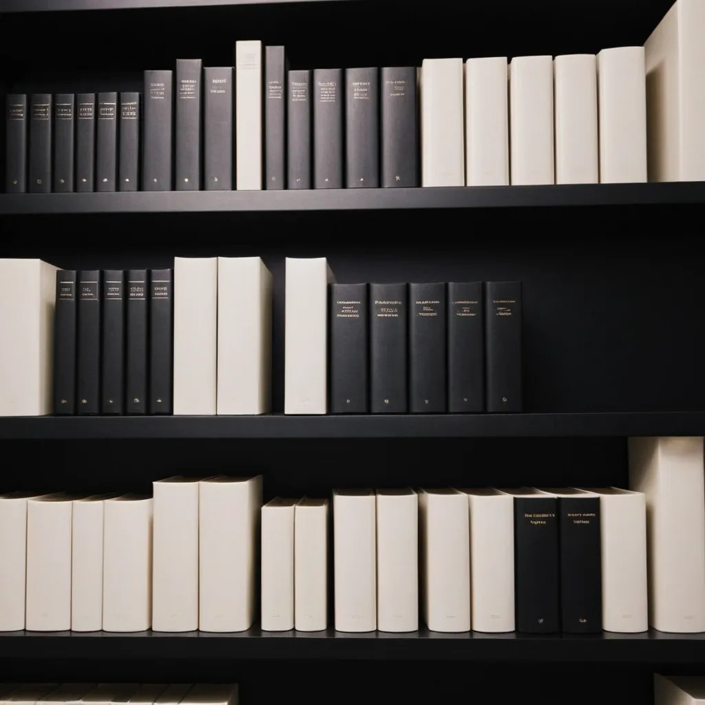 detailed photo of monocolor books on shelves