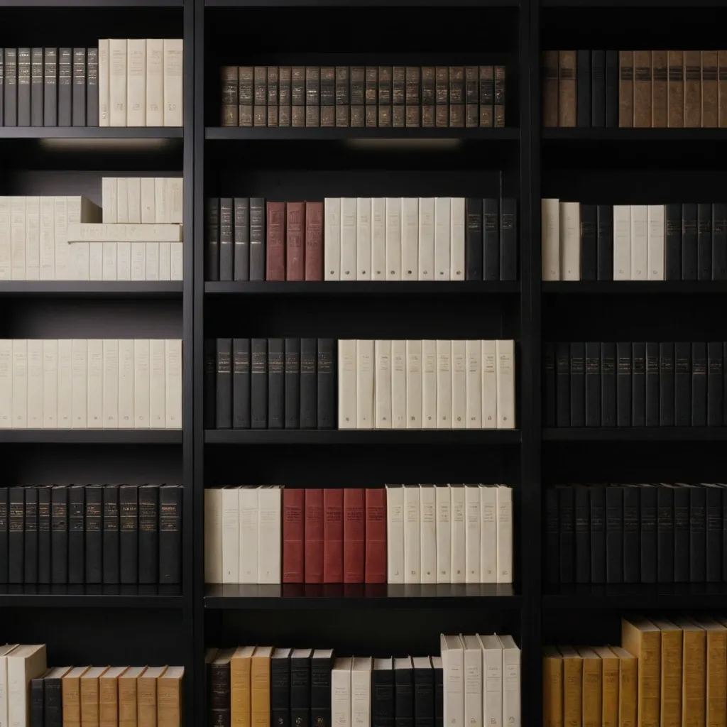 detailed photo of monocolor books on shelves