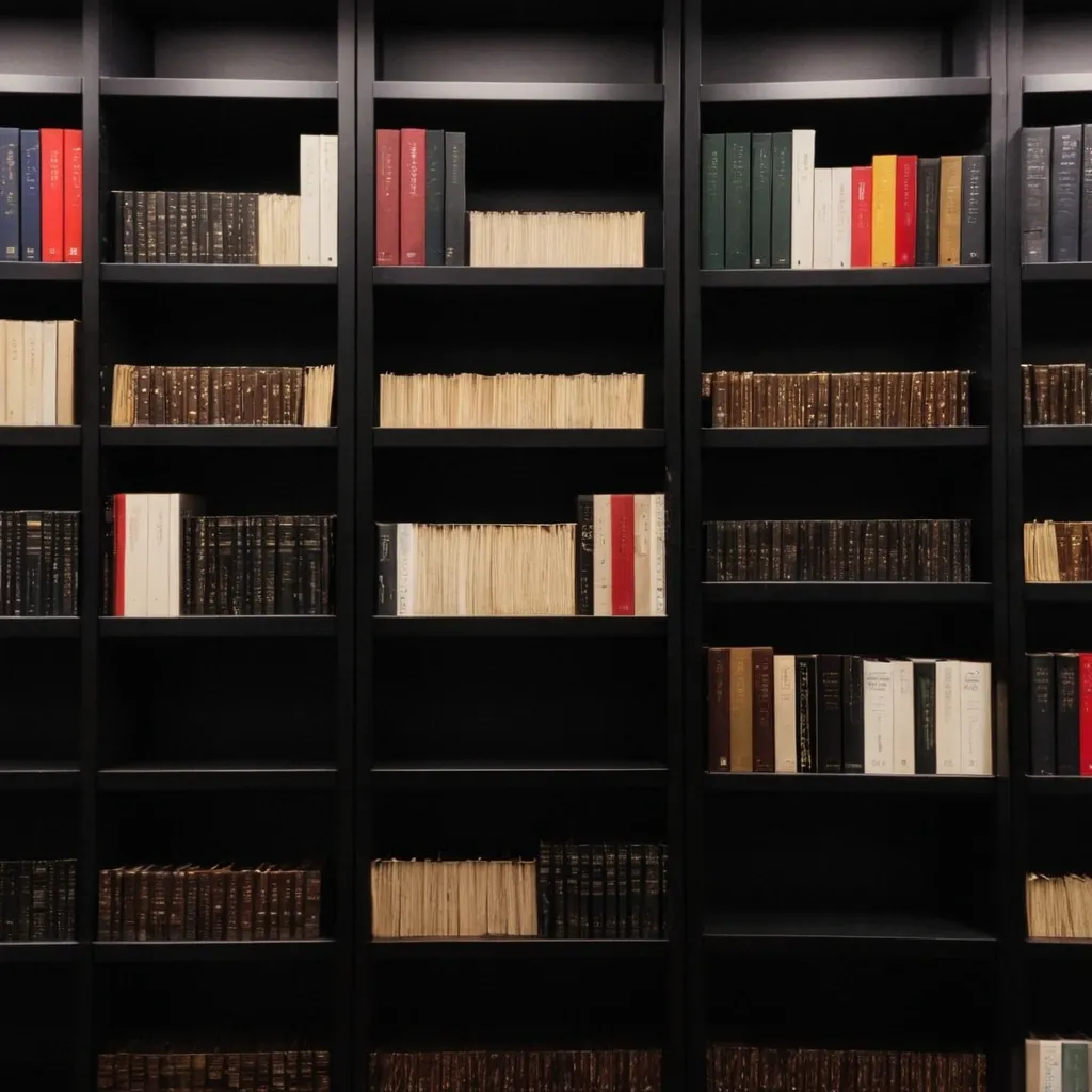 detailed photo of monocolor books on shelves