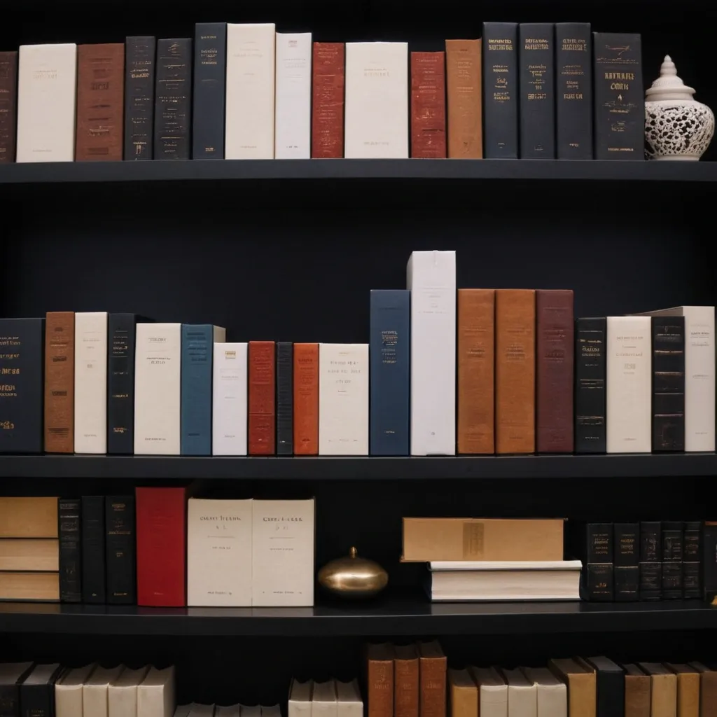 detailed photo of monocolor books on shelves