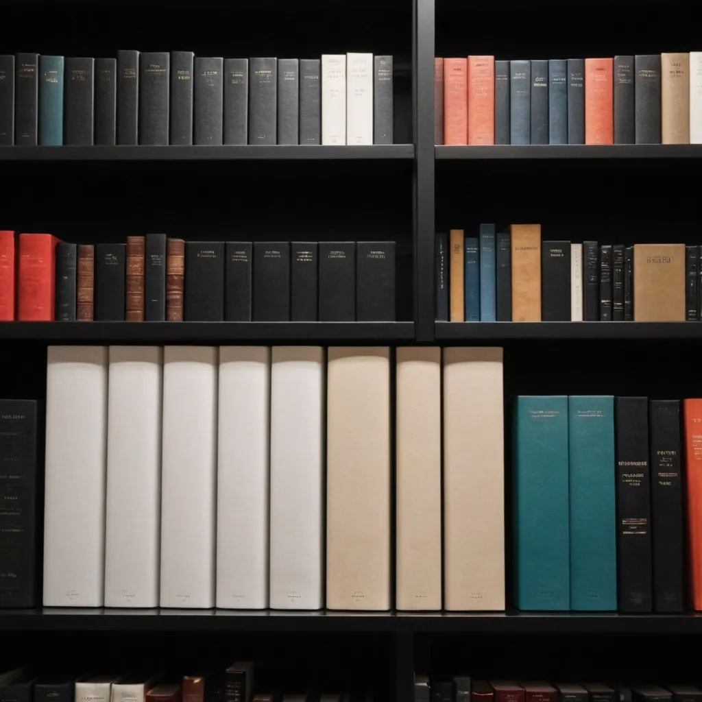 detailed photo of monocolor books on shelves